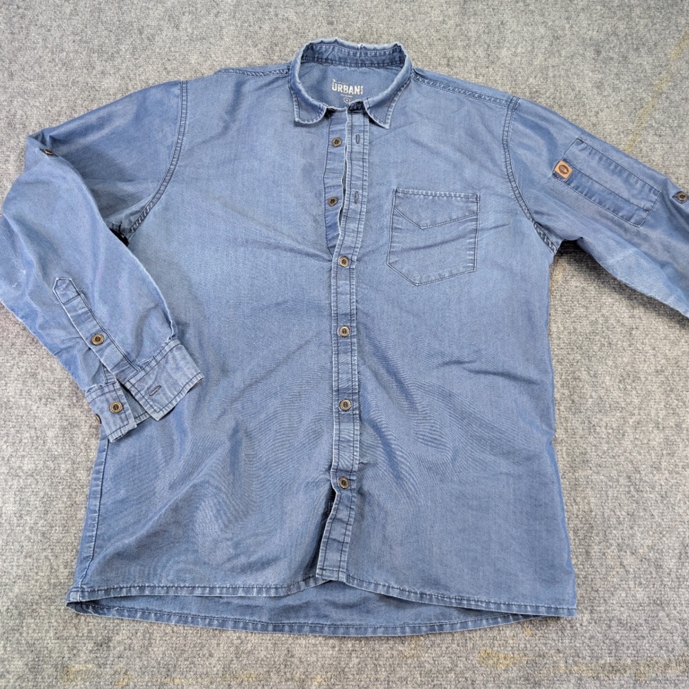 Chef Works Urban Cotton Blue Shirt Buttondown Mens Medium workwear utility